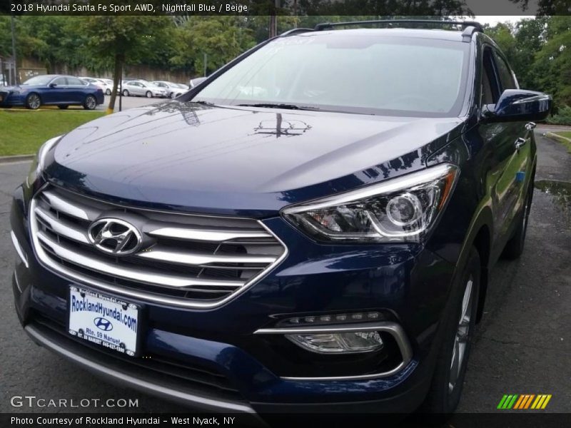 Nightfall Blue / Beige 2018 Hyundai Santa Fe Sport AWD