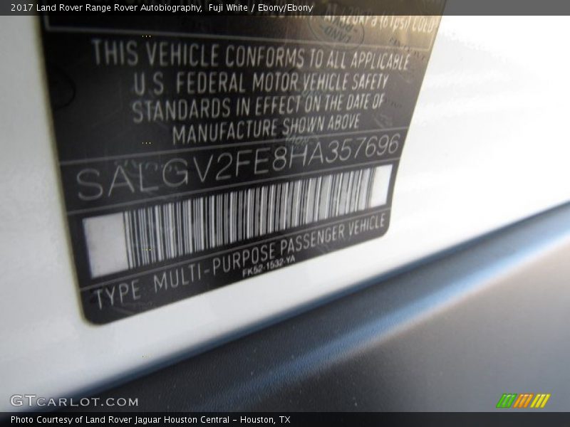 Fuji White / Ebony/Ebony 2017 Land Rover Range Rover Autobiography