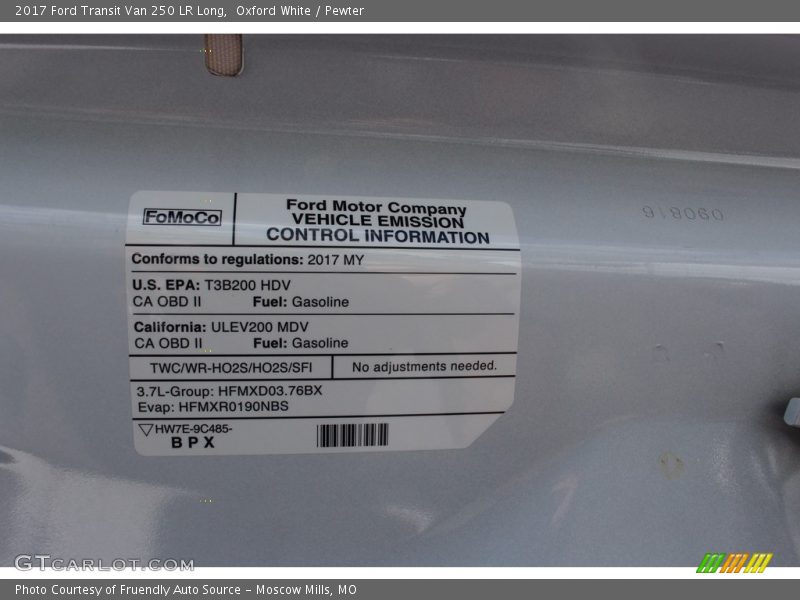 Oxford White / Pewter 2017 Ford Transit Van 250 LR Long