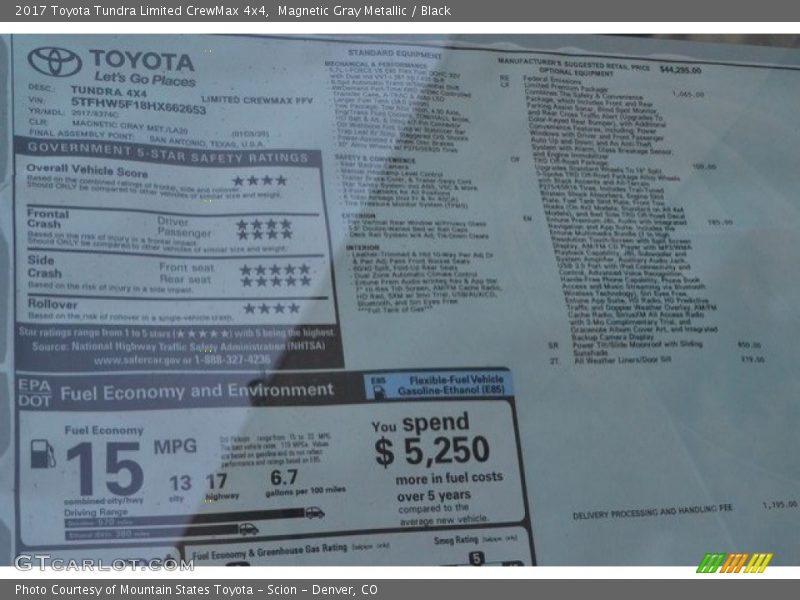Magnetic Gray Metallic / Black 2017 Toyota Tundra Limited CrewMax 4x4