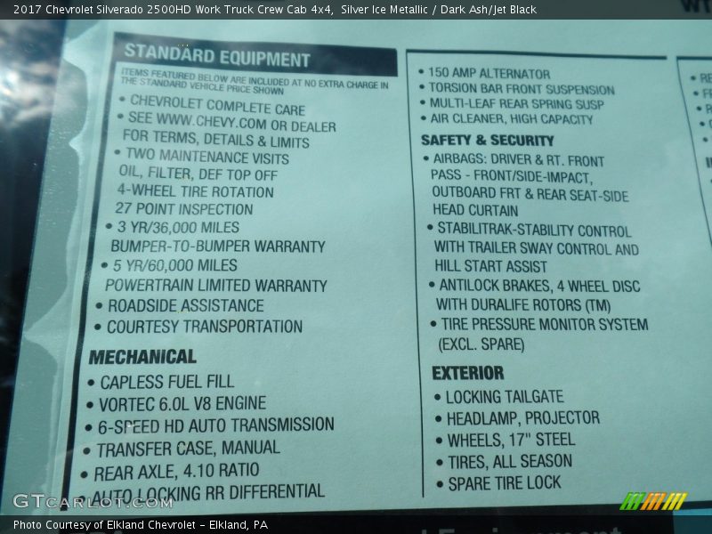 Silver Ice Metallic / Dark Ash/Jet Black 2017 Chevrolet Silverado 2500HD Work Truck Crew Cab 4x4