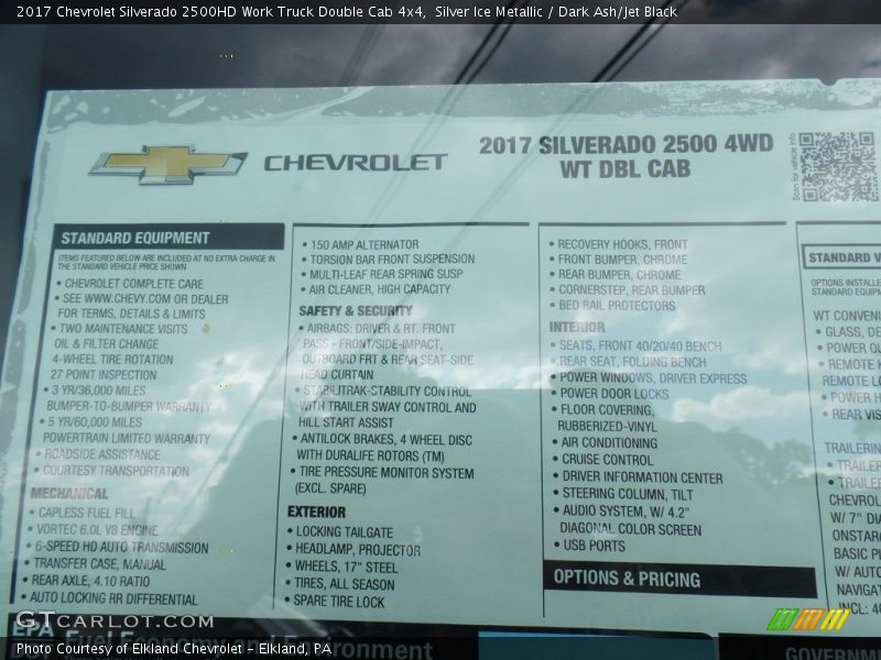 Silver Ice Metallic / Dark Ash/Jet Black 2017 Chevrolet Silverado 2500HD Work Truck Double Cab 4x4