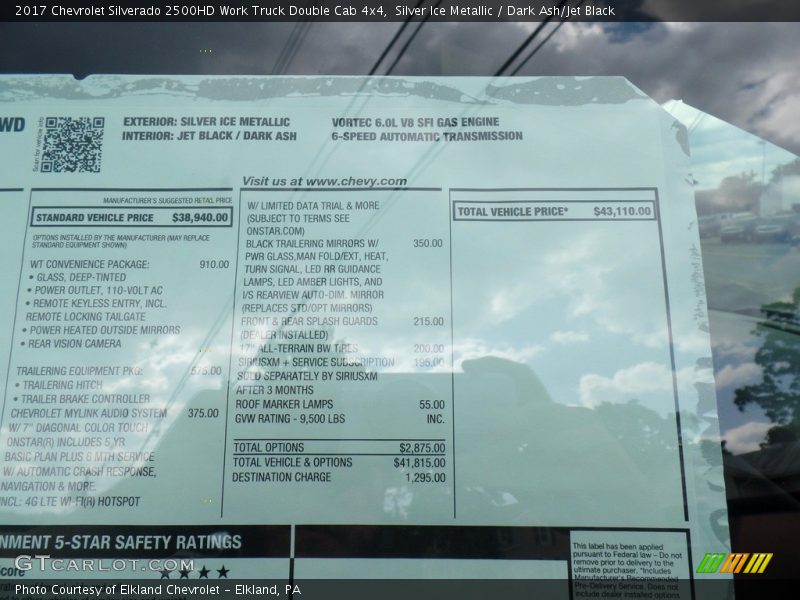 Silver Ice Metallic / Dark Ash/Jet Black 2017 Chevrolet Silverado 2500HD Work Truck Double Cab 4x4