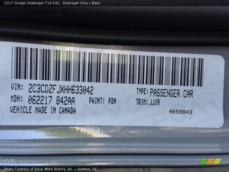 Destroyer Grey / Black 2017 Dodge Challenger T/A 392