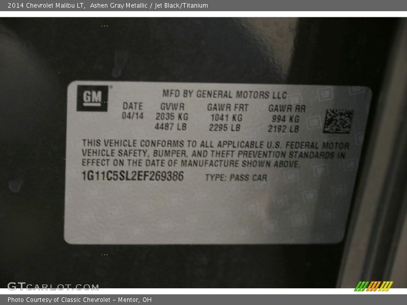 Ashen Gray Metallic / Jet Black/Titanium 2014 Chevrolet Malibu LT
