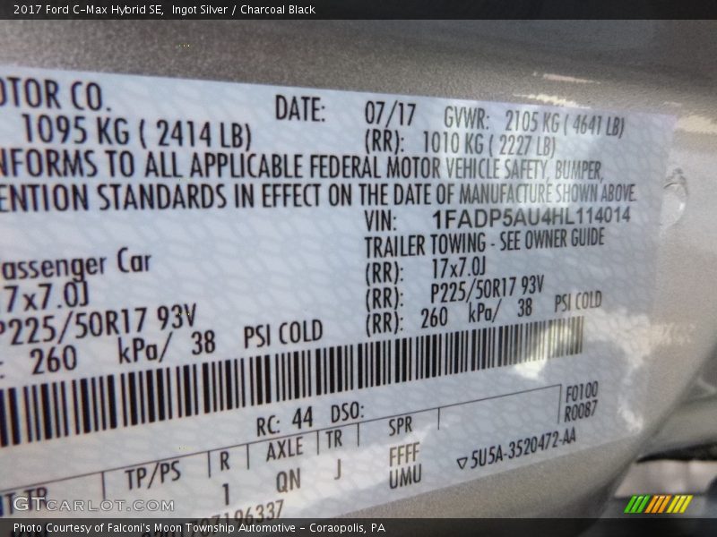 Ingot Silver / Charcoal Black 2017 Ford C-Max Hybrid SE
