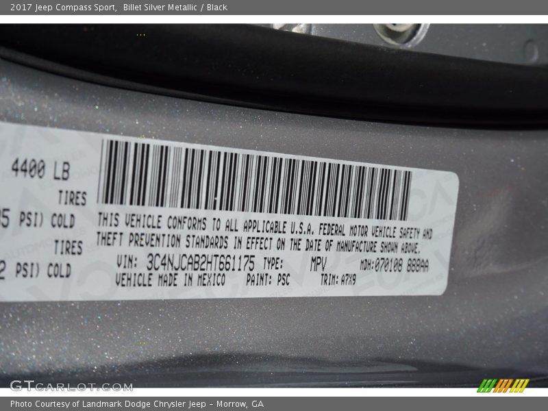 Billet Silver Metallic / Black 2017 Jeep Compass Sport