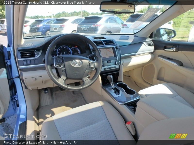 Clearwater Blue Metallic / Ivory 2013 Toyota Camry Hybrid XLE