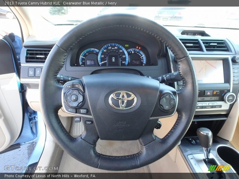 Clearwater Blue Metallic / Ivory 2013 Toyota Camry Hybrid XLE