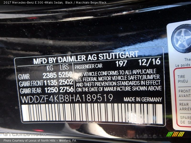 Black / Macchiato Beige/Black 2017 Mercedes-Benz E 300 4Matic Sedan