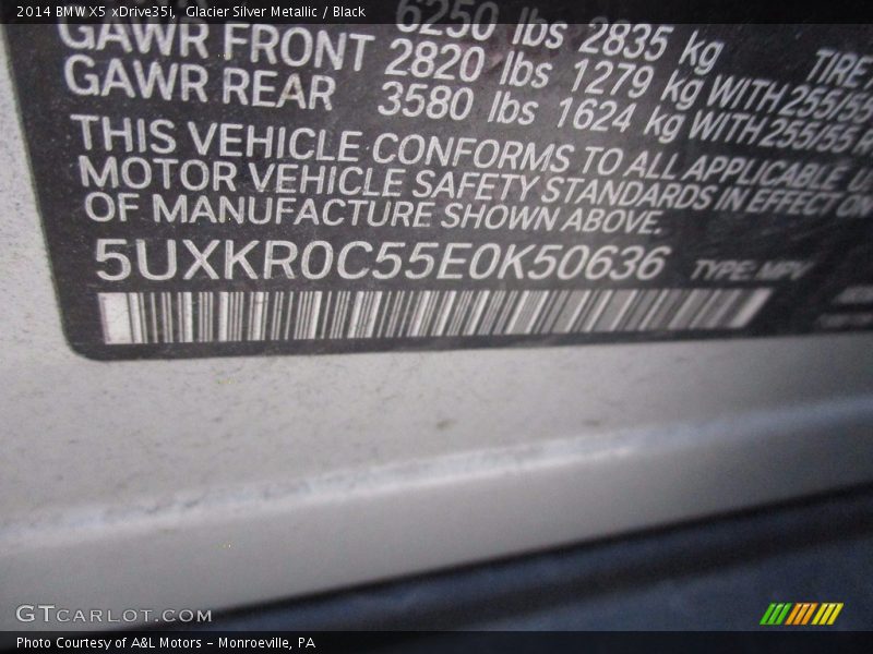 Glacier Silver Metallic / Black 2014 BMW X5 xDrive35i