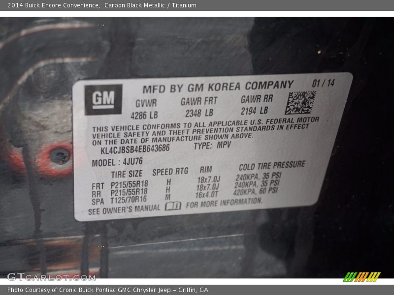 Carbon Black Metallic / Titanium 2014 Buick Encore Convenience