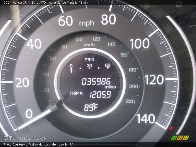 Kona Coffee Metallic / Black 2014 Honda CR-V EX-L AWD