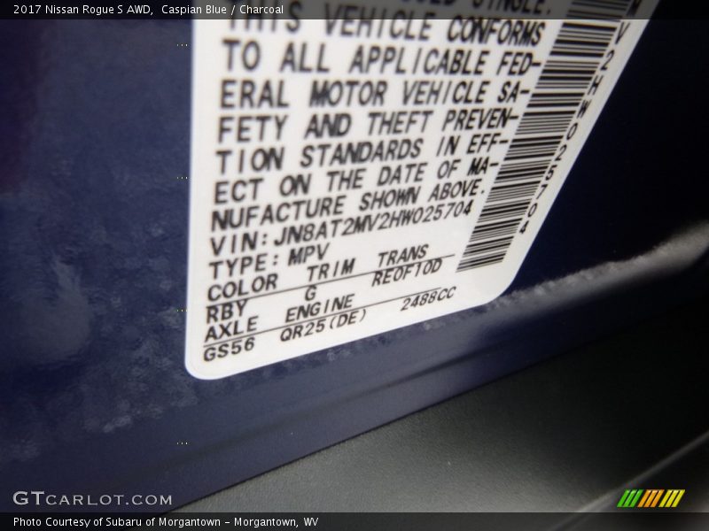 Caspian Blue / Charcoal 2017 Nissan Rogue S AWD