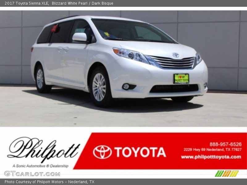 Blizzard White Pearl / Dark Bisque 2017 Toyota Sienna XLE