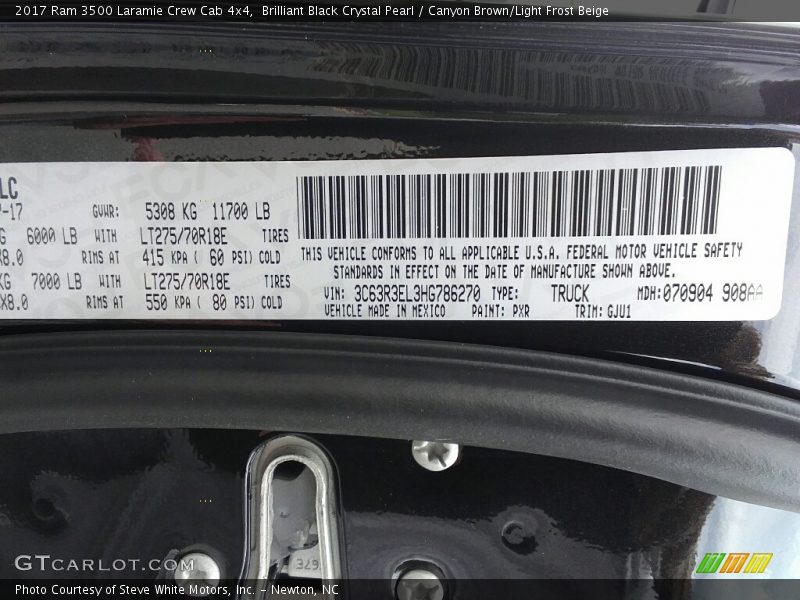 Brilliant Black Crystal Pearl / Canyon Brown/Light Frost Beige 2017 Ram 3500 Laramie Crew Cab 4x4