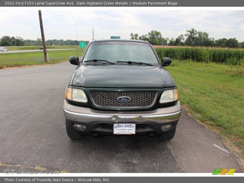 Dark Highland Green Metallic / Medium Parchment Beige 2003 Ford F150 Lariat SuperCrew 4x4