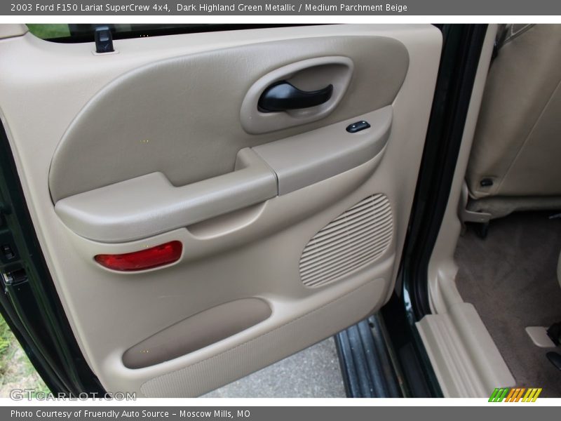 Dark Highland Green Metallic / Medium Parchment Beige 2003 Ford F150 Lariat SuperCrew 4x4