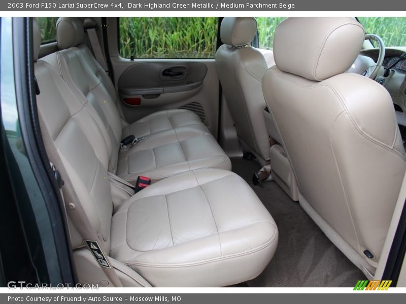 Dark Highland Green Metallic / Medium Parchment Beige 2003 Ford F150 Lariat SuperCrew 4x4