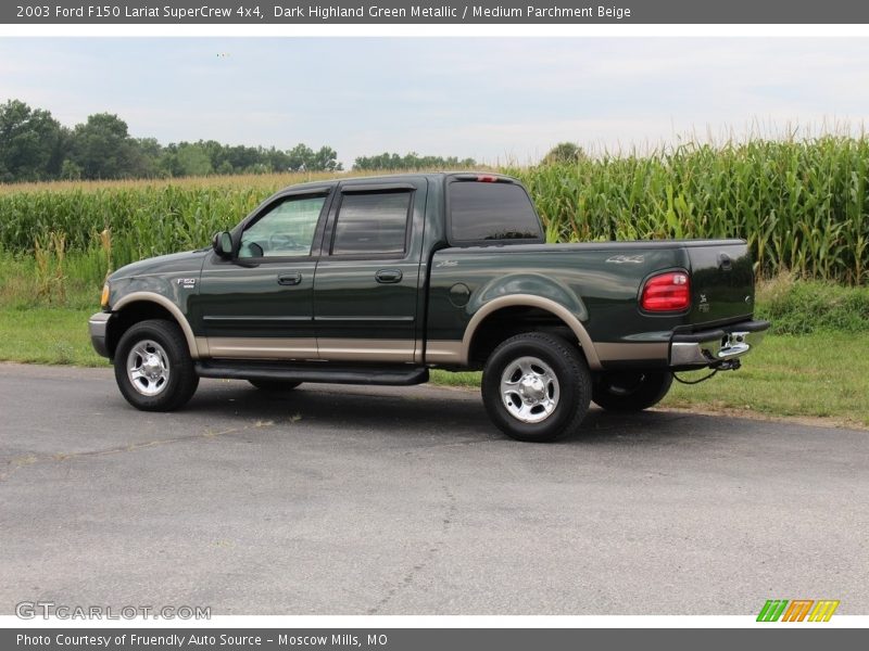 Dark Highland Green Metallic / Medium Parchment Beige 2003 Ford F150 Lariat SuperCrew 4x4