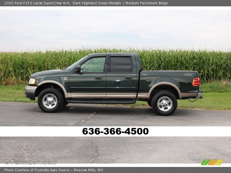 Dark Highland Green Metallic / Medium Parchment Beige 2003 Ford F150 Lariat SuperCrew 4x4