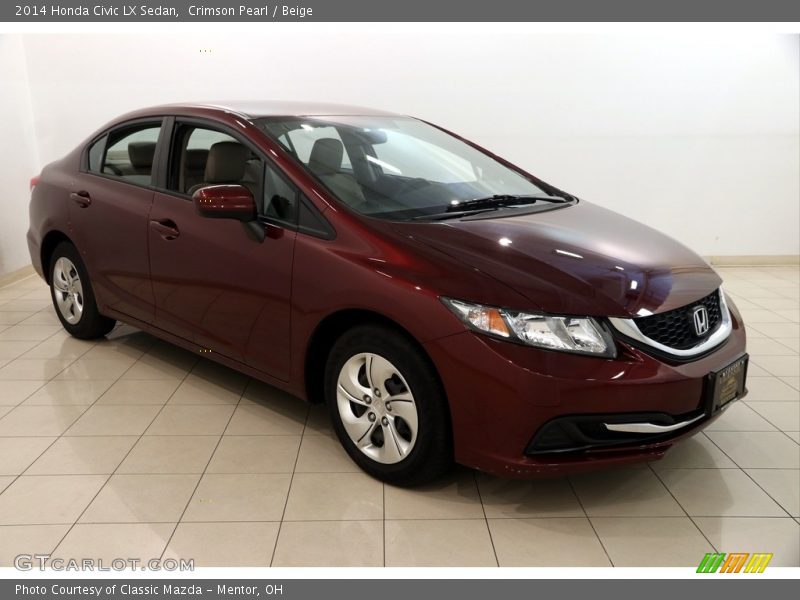 Crimson Pearl / Beige 2014 Honda Civic LX Sedan