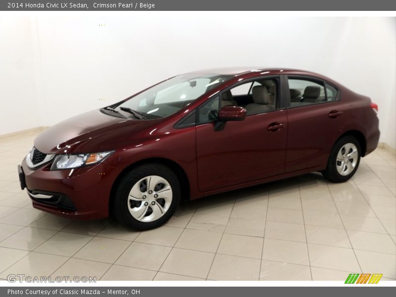 Crimson Pearl / Beige 2014 Honda Civic LX Sedan