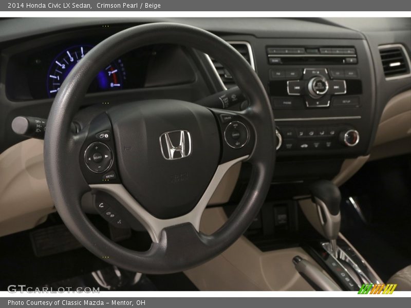 Crimson Pearl / Beige 2014 Honda Civic LX Sedan