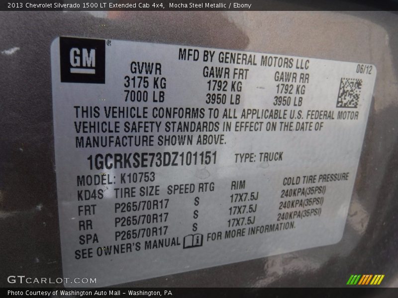 Mocha Steel Metallic / Ebony 2013 Chevrolet Silverado 1500 LT Extended Cab 4x4