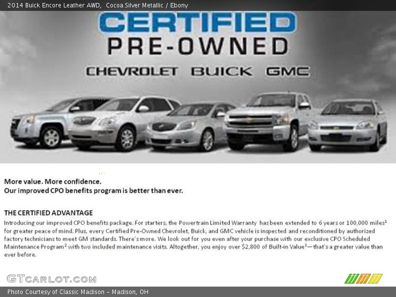 Cocoa Silver Metallic / Ebony 2014 Buick Encore Leather AWD
