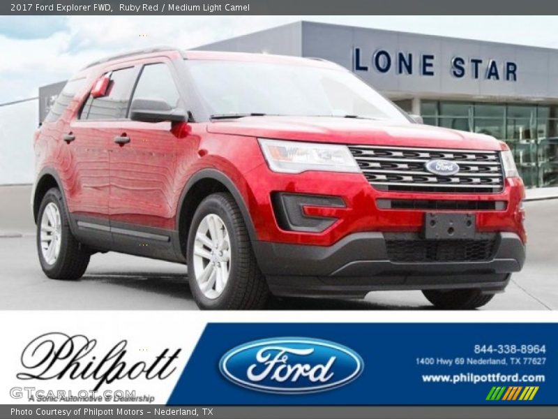 Ruby Red / Medium Light Camel 2017 Ford Explorer FWD