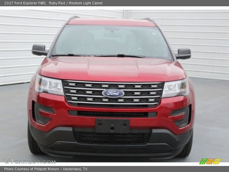 Ruby Red / Medium Light Camel 2017 Ford Explorer FWD