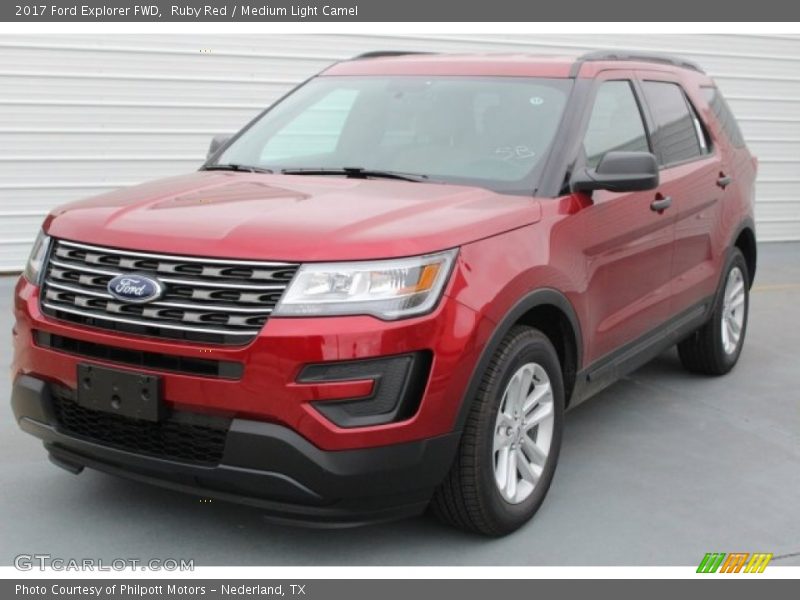 Ruby Red / Medium Light Camel 2017 Ford Explorer FWD