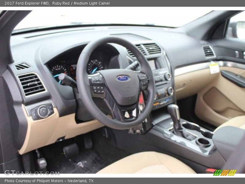 Ruby Red / Medium Light Camel 2017 Ford Explorer FWD