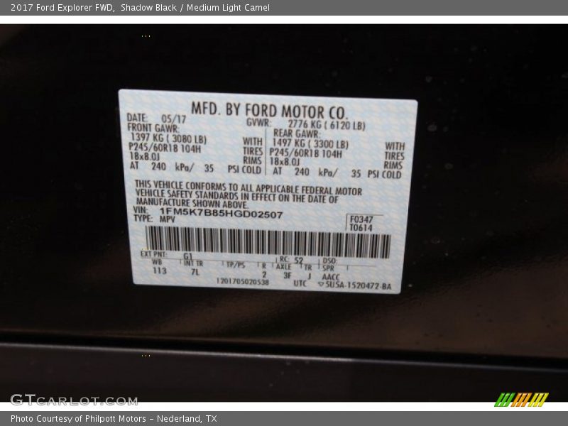 Shadow Black / Medium Light Camel 2017 Ford Explorer FWD