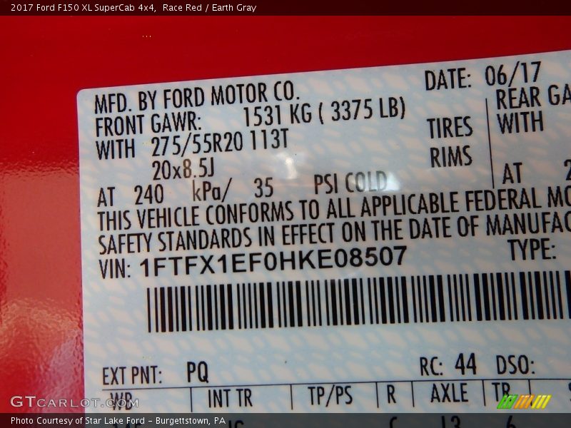 Race Red / Earth Gray 2017 Ford F150 XL SuperCab 4x4