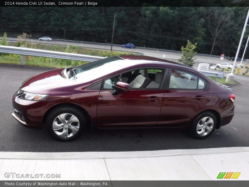 Crimson Pearl / Beige 2014 Honda Civic LX Sedan