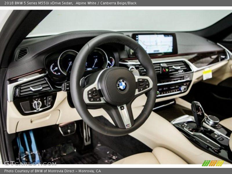 Alpine White / Canberra Beige/Black 2018 BMW 5 Series M550i xDrive Sedan