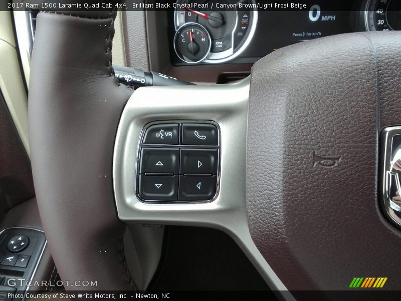 Brilliant Black Crystal Pearl / Canyon Brown/Light Frost Beige 2017 Ram 1500 Laramie Quad Cab 4x4