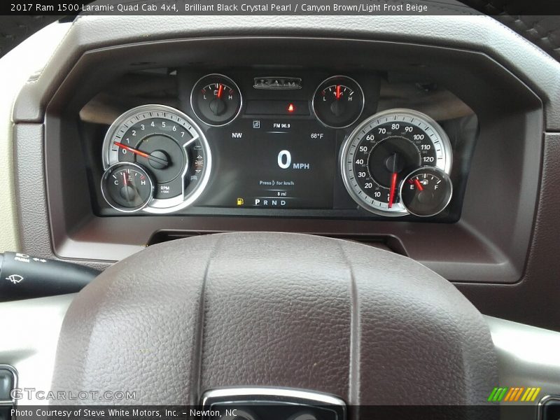 Brilliant Black Crystal Pearl / Canyon Brown/Light Frost Beige 2017 Ram 1500 Laramie Quad Cab 4x4
