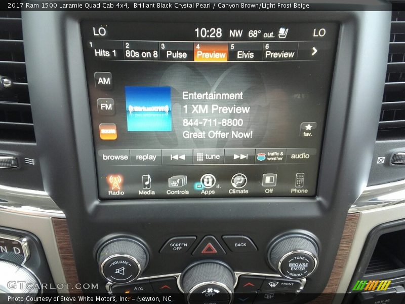 Brilliant Black Crystal Pearl / Canyon Brown/Light Frost Beige 2017 Ram 1500 Laramie Quad Cab 4x4