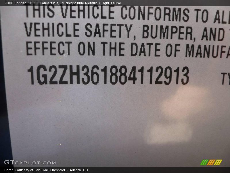 Midnight Blue Metallic / Light Taupe 2008 Pontiac G6 GT Convertible