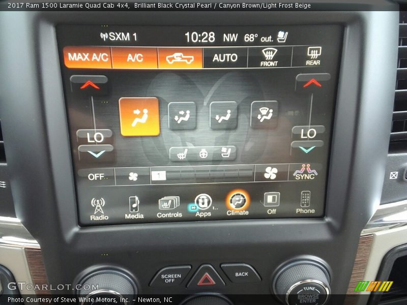 Brilliant Black Crystal Pearl / Canyon Brown/Light Frost Beige 2017 Ram 1500 Laramie Quad Cab 4x4