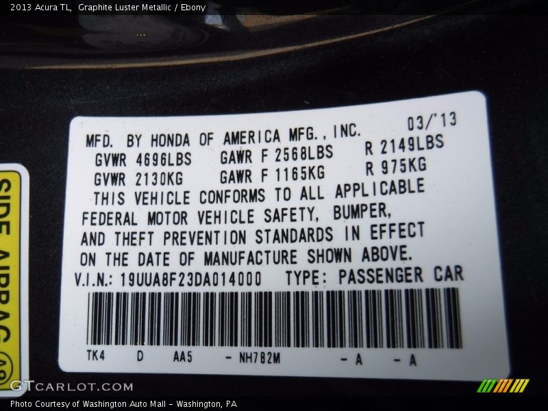 Graphite Luster Metallic / Ebony 2013 Acura TL