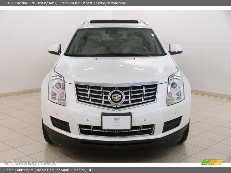 Platinum Ice Tricoat / Shale/Brownstone 2014 Cadillac SRX Luxury AWD