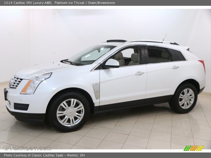 Platinum Ice Tricoat / Shale/Brownstone 2014 Cadillac SRX Luxury AWD