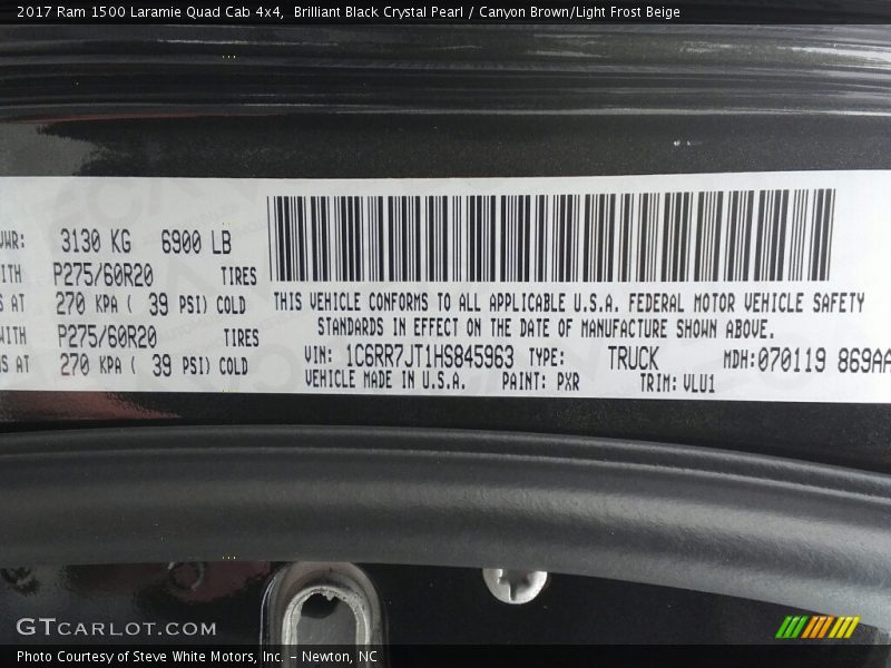 Brilliant Black Crystal Pearl / Canyon Brown/Light Frost Beige 2017 Ram 1500 Laramie Quad Cab 4x4