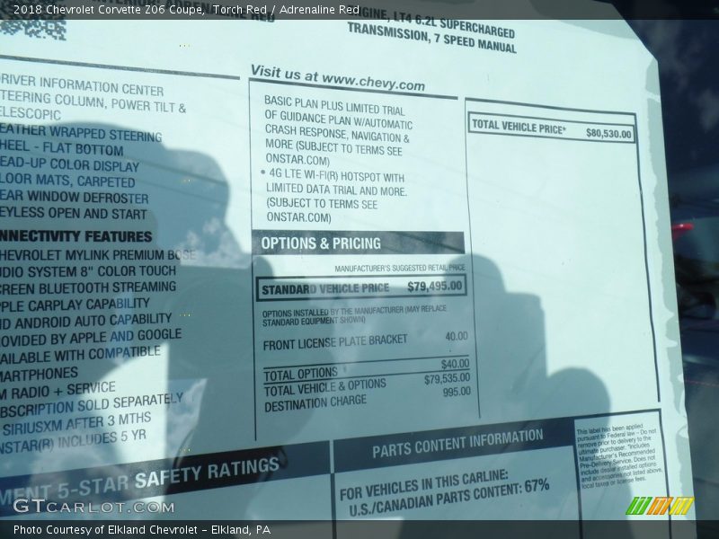 Torch Red / Adrenaline Red 2018 Chevrolet Corvette Z06 Coupe