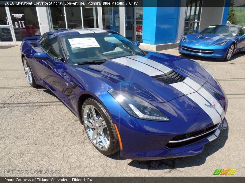 Admiral Blue Metallic / Gray 2018 Chevrolet Corvette Stingray Convertible