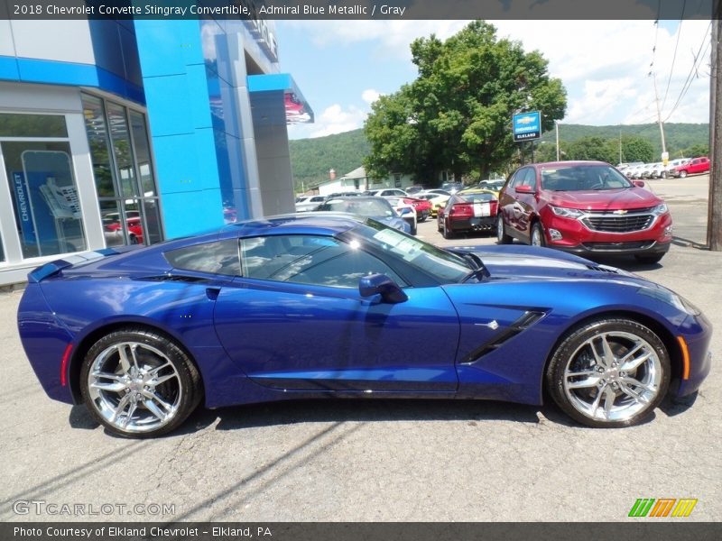 Admiral Blue Metallic / Gray 2018 Chevrolet Corvette Stingray Convertible